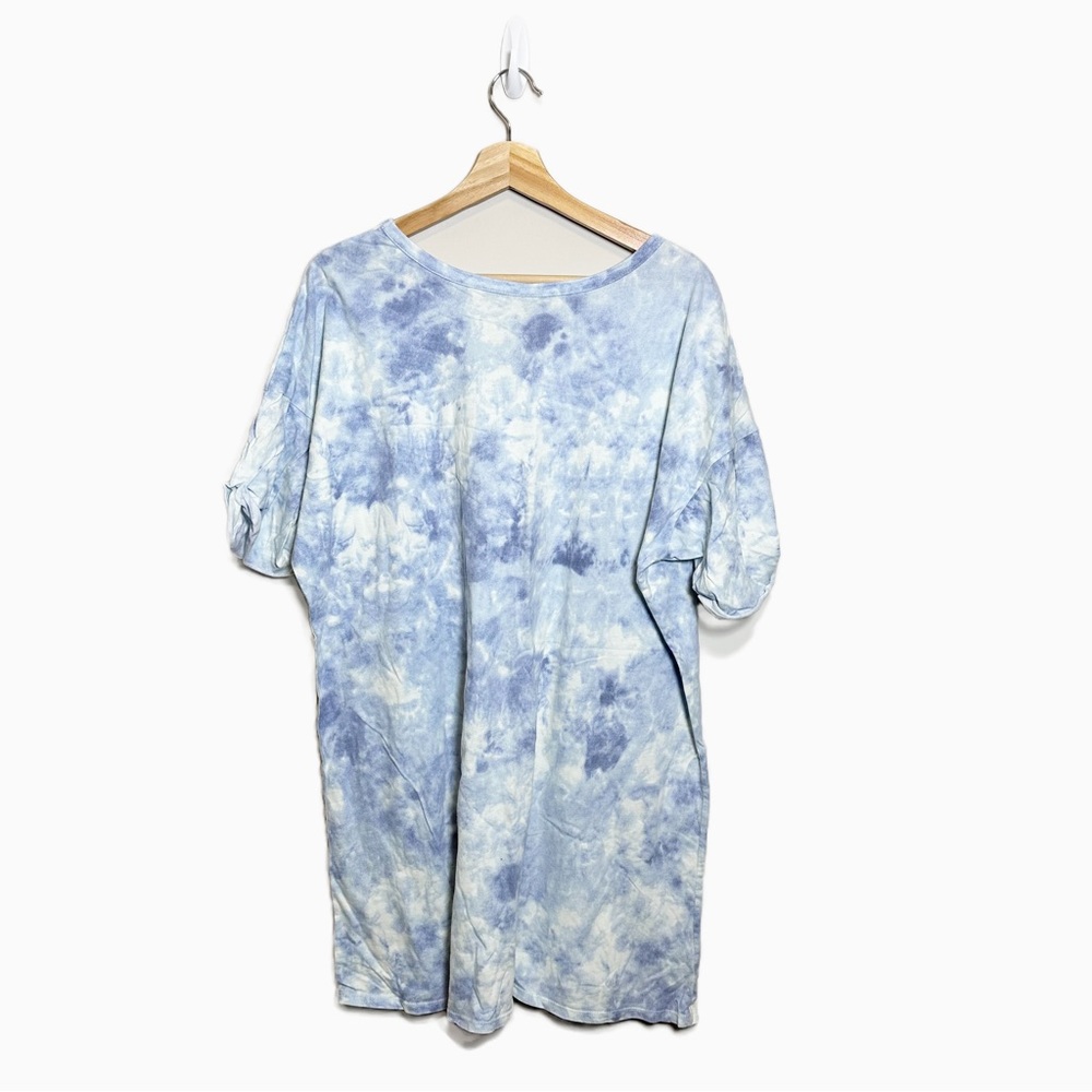 Ambrielle Sleepwear Blue and White Tie Dye Sleep Dress - Picture 6 of 6